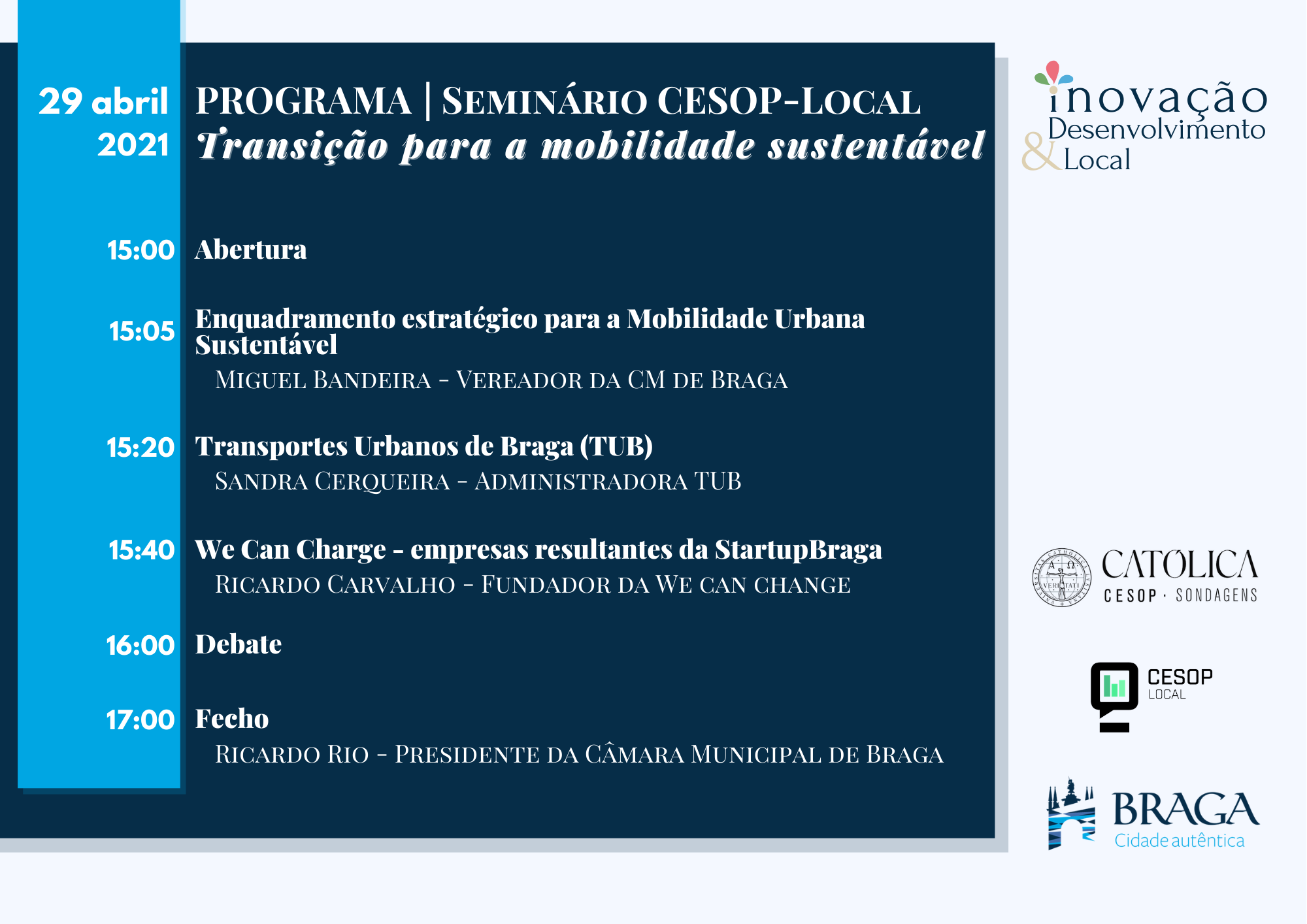 Seminário CESOP Local Transição para a Mobilidade Sustentável Braga