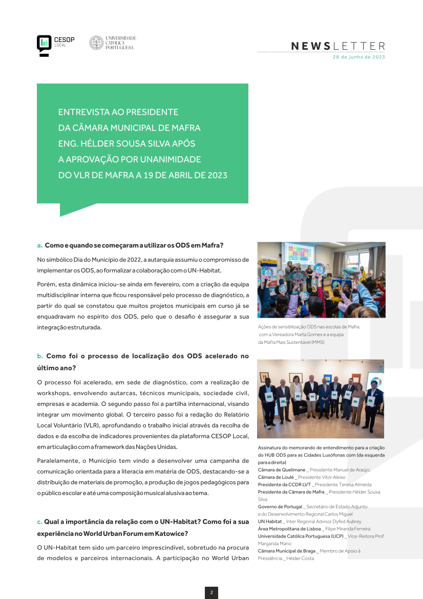 Newsletter da Rede CESOP-Local para os Territórios Sustentáveis