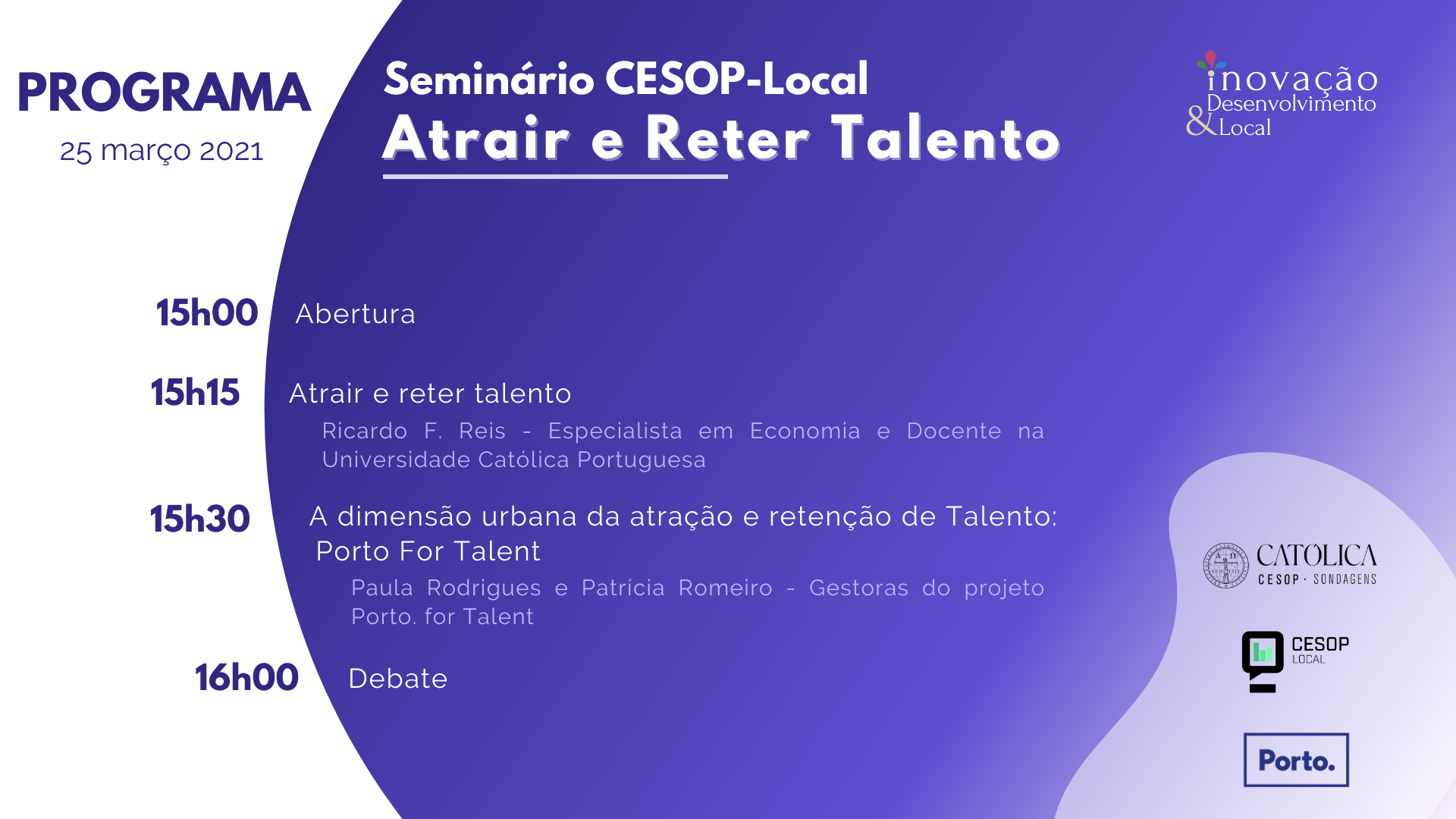 Rede CESOP-Local Seminário IDL Porto.for talent da Câmara Municipal do Porto