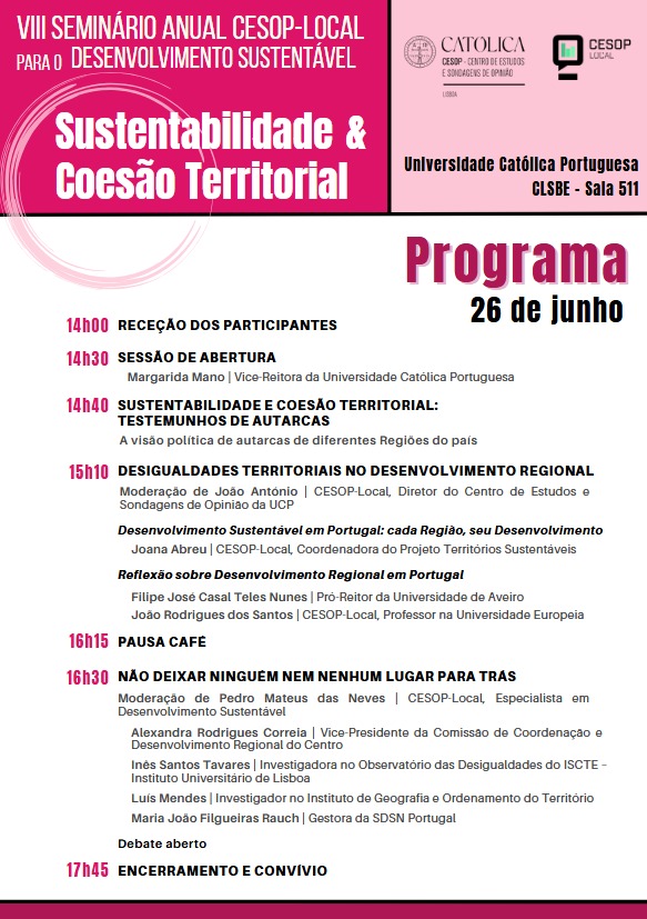 Seminário Anual CESOP-Local para o Desenvolvimento Sustentável 2025 "Sustentabilidade & Coesão Territorial"